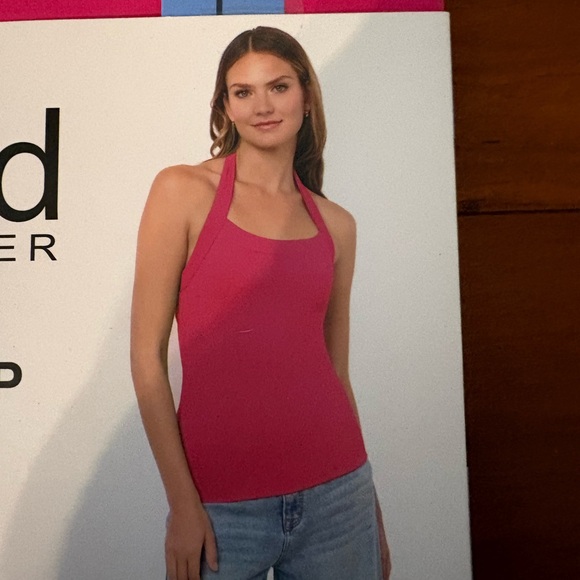 NWT Remi Bader Pink Halter Top Stretch Fitted L - Picture 2 of 4
